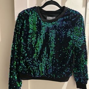 Anthropologie Velvet Sequin Sweater